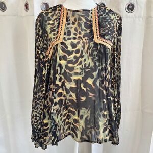Anthropologie Blank London Womens Animal Print Boho Oversized Small Sheer 19892